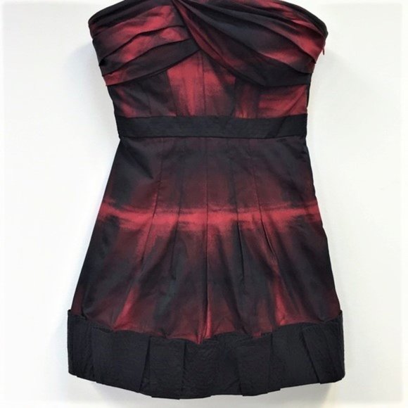 BCBG MaxAzria Red & Black Ombre Runway One-Shoulder Mini Dress - Size 2 - Picture 9 of 16